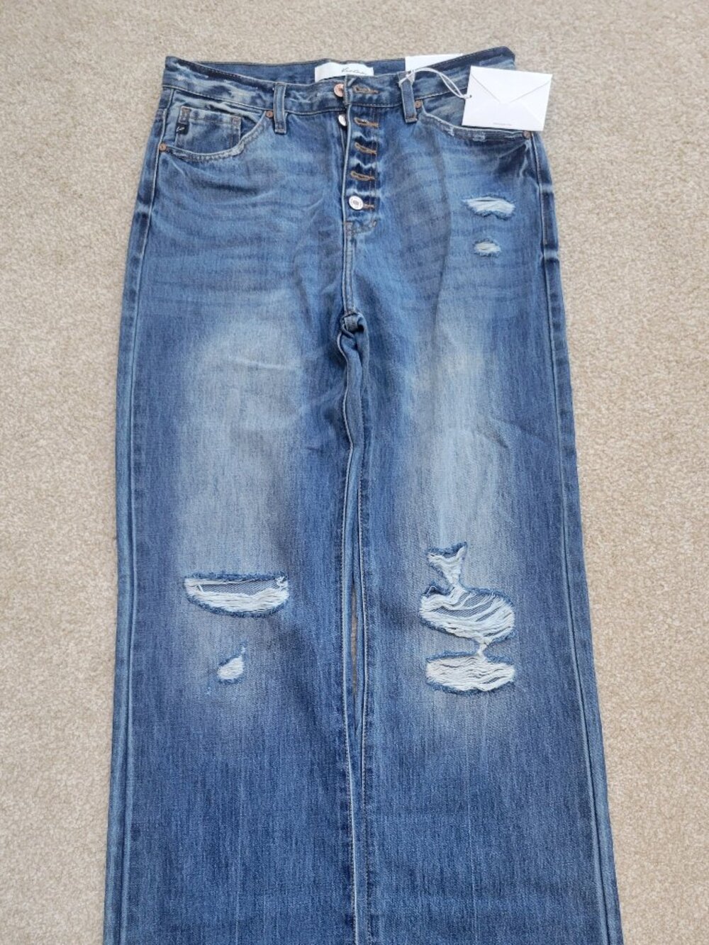 Kancan High Rise Wide Leg Distressed Jeans